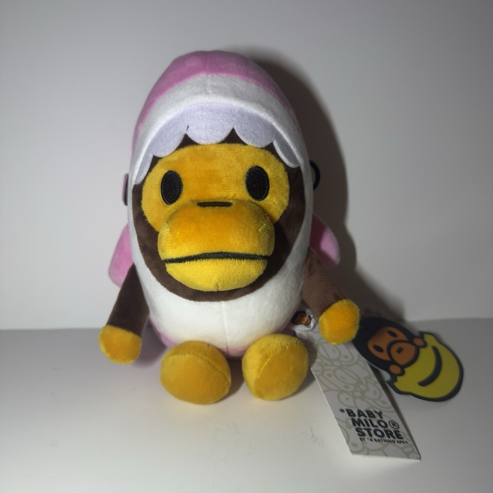 BAPE Baby Milo Shark Plush Mobile Bag Pink Crossbody Phone Pouch Lanyard NWT